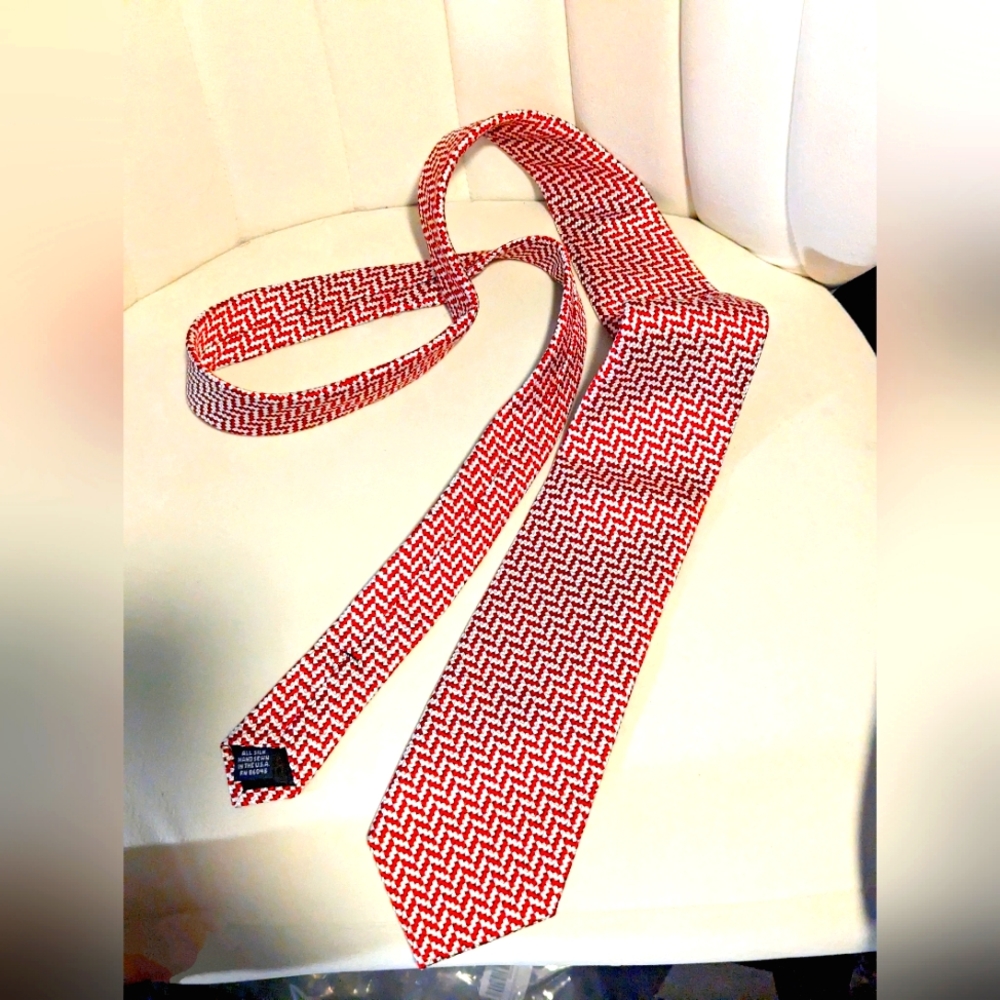 Vintage red and silver neck tie